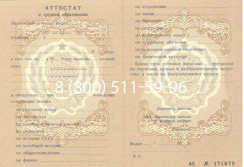 Купить Аттестат за 11 класс до 1994 в Березниках